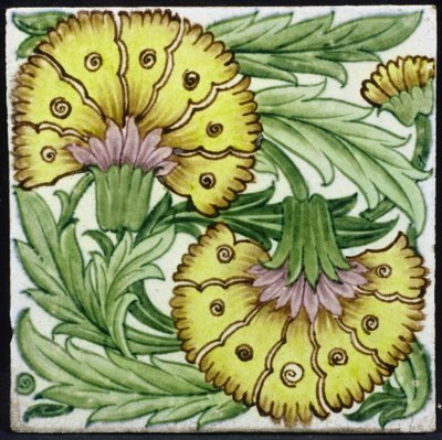 Tile with floral pattern by William de Morgan